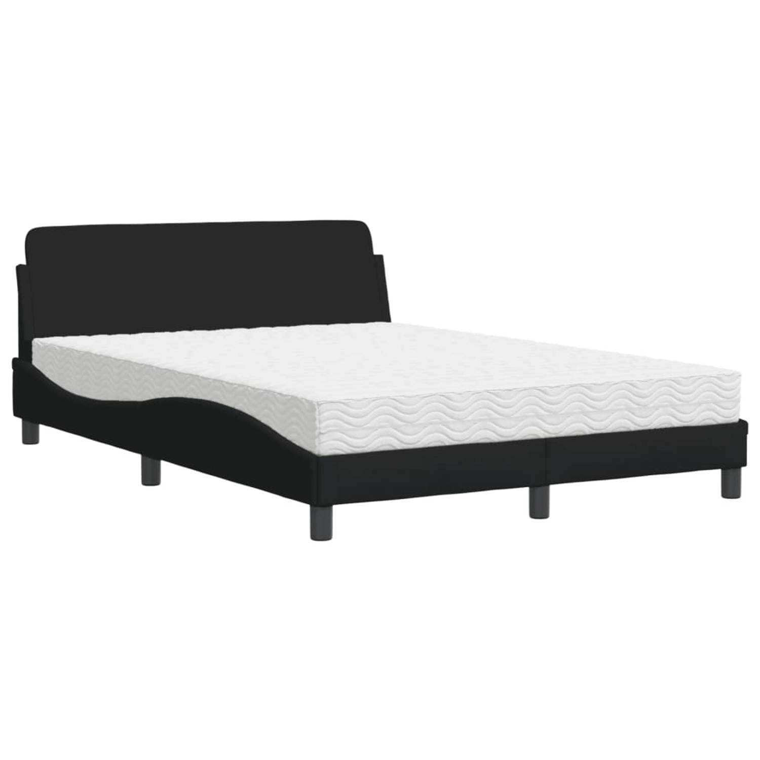 vidaXL Bettgestell Bett mit Matratze Schwarz 140x200 cm Stoff Bett Bettgest günstig online kaufen