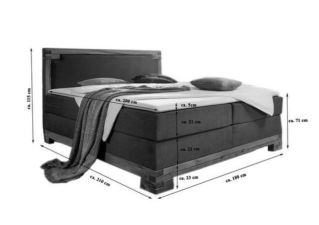 Loreno® Boxspringbett Barrington, Stoff- und Kunstlederbezug, mit oder ohne günstig online kaufen