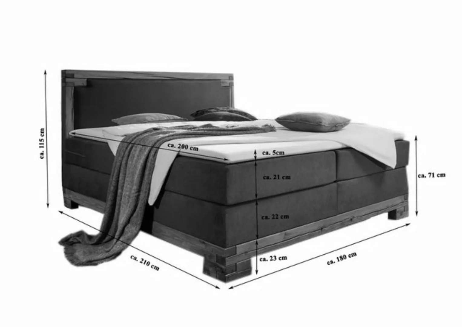 Loreno® Boxspringbett Barrington, Stoff- und Kunstlederbezug, mit oder ohne günstig online kaufen