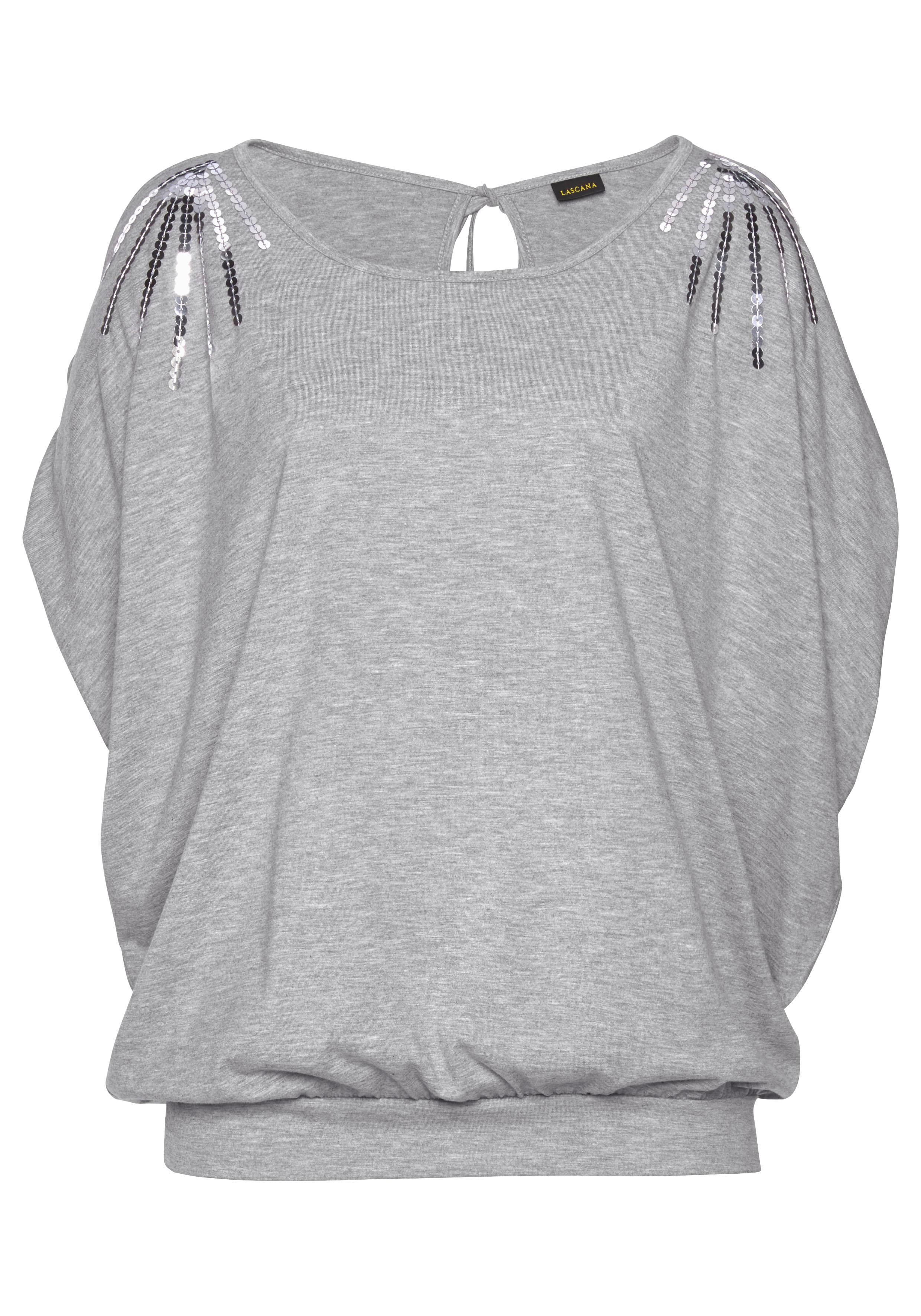 LASCANA Strandshirt mit Pailetten, Kurzarmshirt, Longshirt, schulterfrei günstig online kaufen