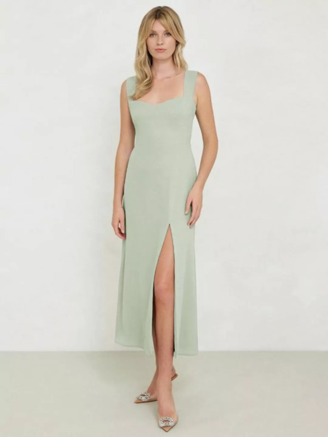 RUZU UG Trägerkleid Slip-Kleid Abendkleid Schlitz Schultergurt Kleid A-Lini günstig online kaufen