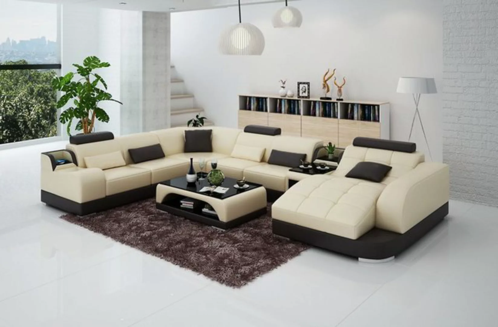 JVmoebel Ecksofa Ledersofa Designer Sofa U Form Wohnlandschaft Couch Polste günstig online kaufen