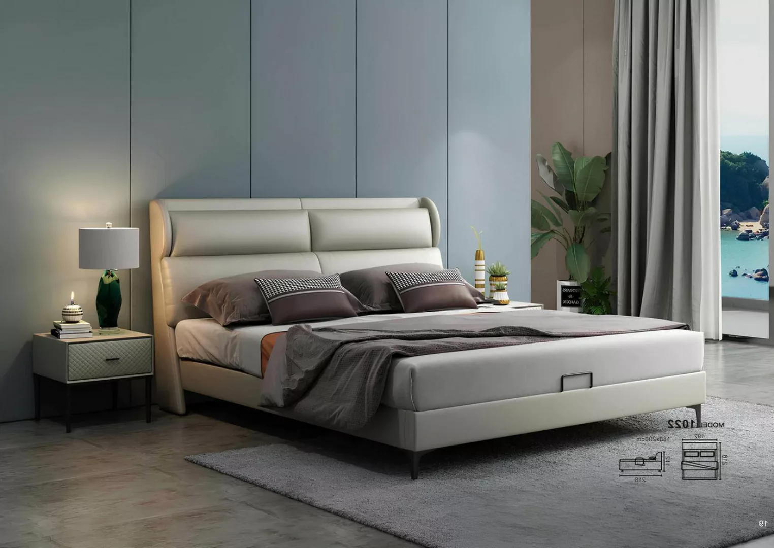 Xlmoebel Bett Neues Luxus-Doppelbett mit hochwertigem Polsterdesign für Ehe günstig online kaufen