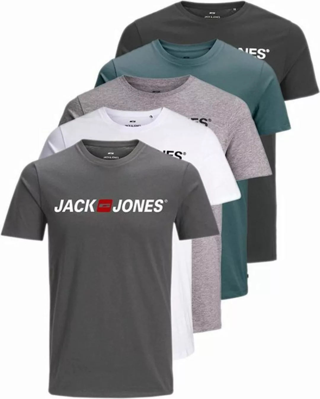 Jack & Jones Print-Shirt Bedrucktes T-Shirt aus Baumwolle (5er-Pack) bequem günstig online kaufen