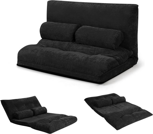 KOMFOTTEU Sofa Bodensofa, mit 2 Kissen, 3 in 1 Sofabett, 178 x 108 x 10cm günstig online kaufen