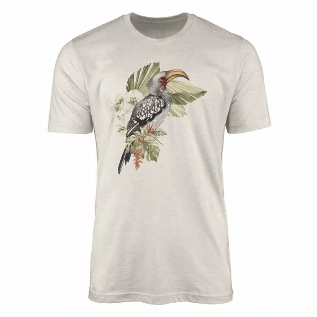 Sinus Art T-Shirt Herren Shirt Organic T-Shirt Aquarell Motiv Nashornvogel günstig online kaufen