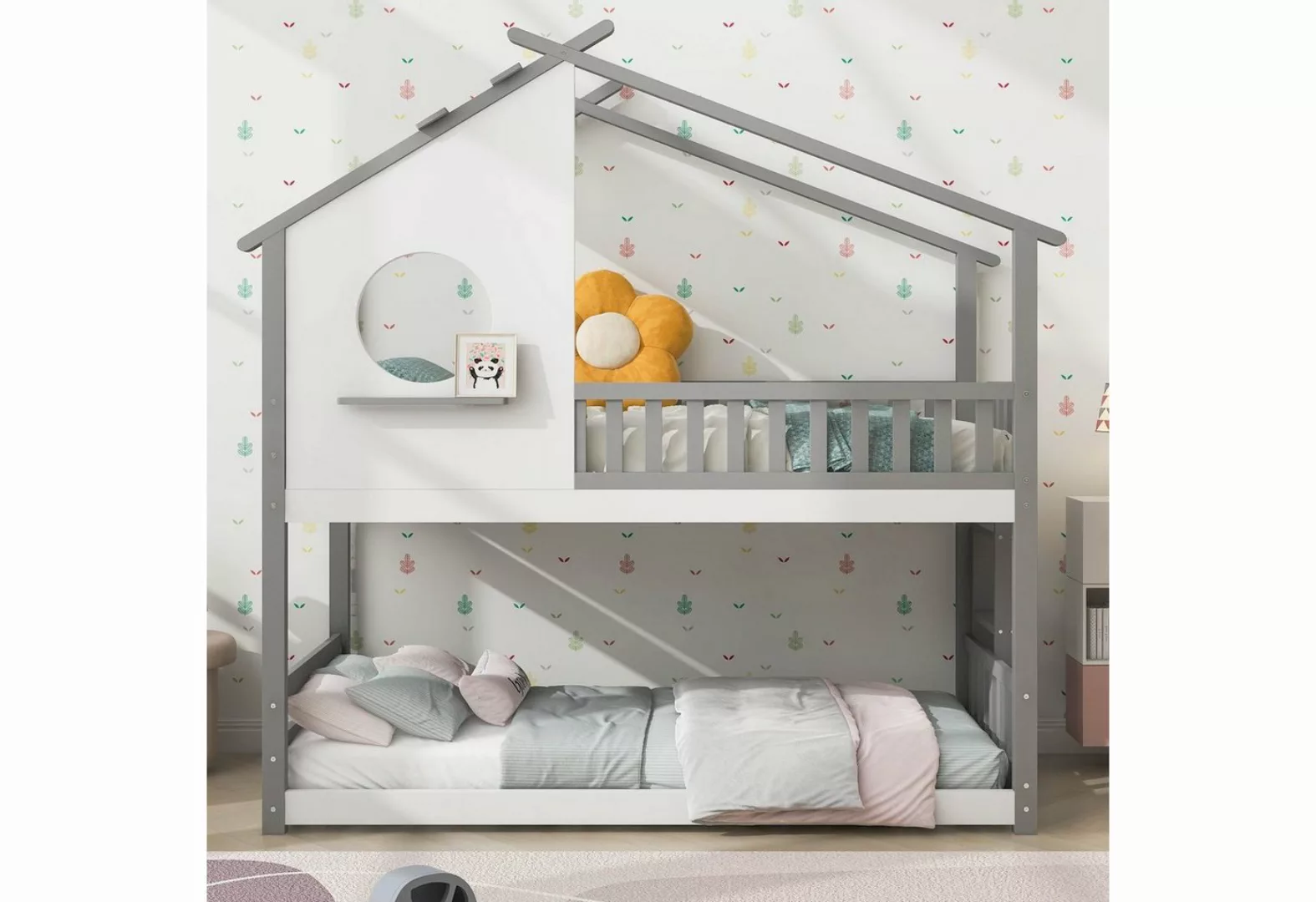 Flieks Etagenbett, Hausbett Kinderbett Massivholzbett Kiefer 200x90cm günstig online kaufen