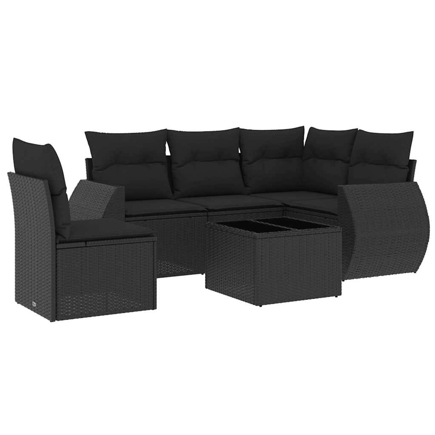 vidaXL 6-Tlg Garten-Sofagarnitur mit Kissen Schwarz Poly Rattan 3253712 günstig online kaufen