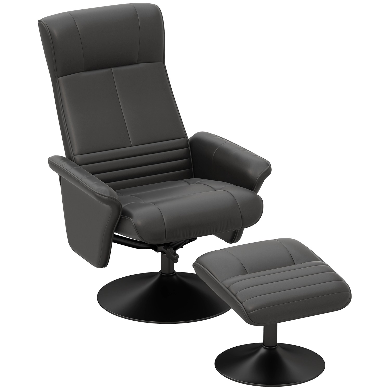 HOMCOM Relaxsessel mit Fußhocker Polyester Stahl Schwarz 69L x 71B x 104H c günstig online kaufen