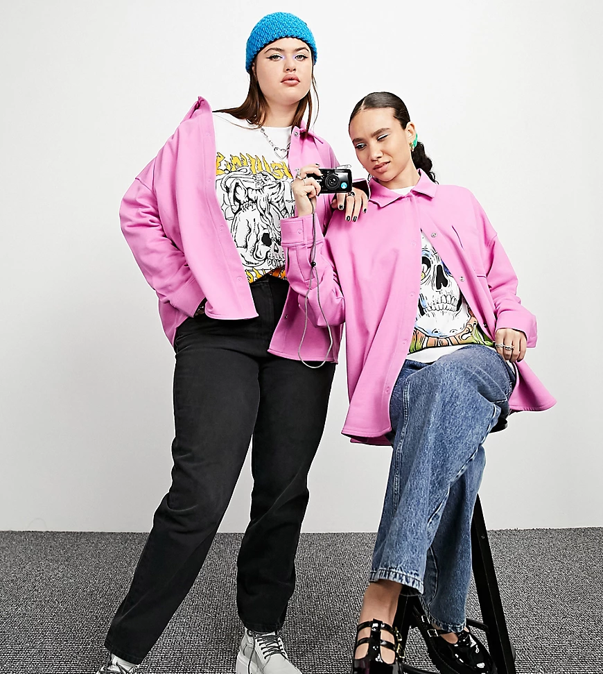 COLLUSION – Oversize-Hemd aus Sommersweatstoff in Rosa günstig online kaufen