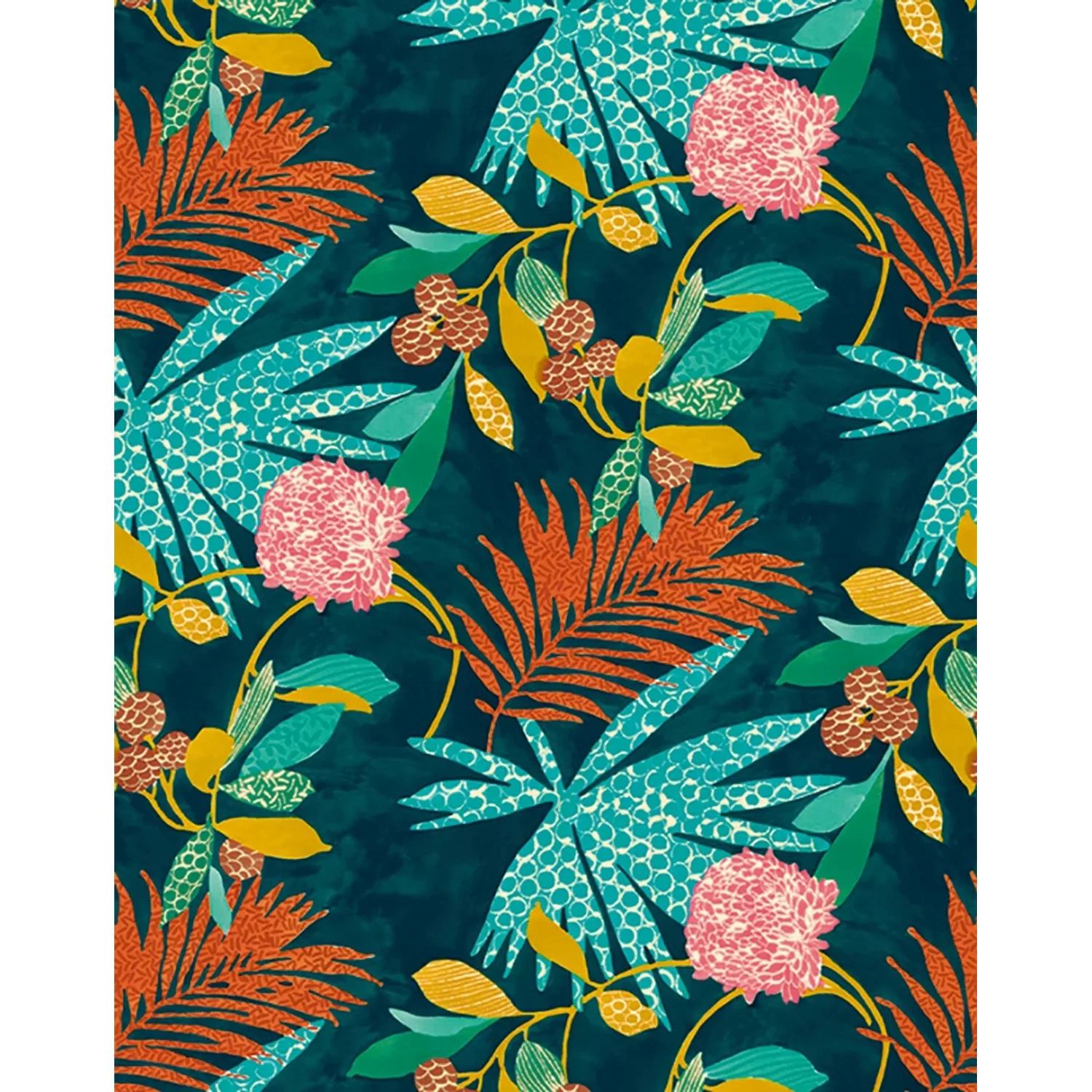 Schöner Wohnen Vliestapete DD Floral Blau-Grün 270 x 212 cm FSC® günstig online kaufen