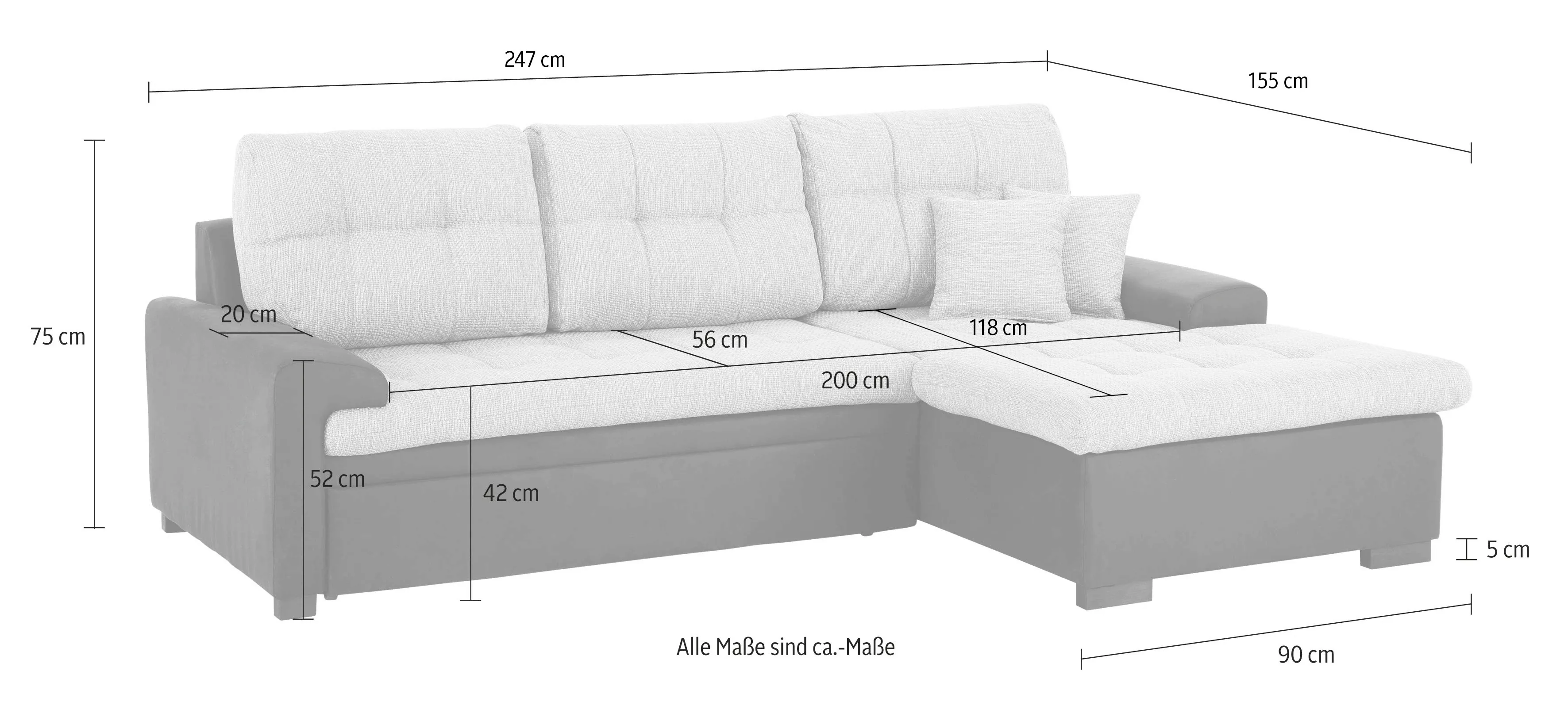 Home affaire Ecksofa "Föhr L-Form", wahlweise mit Bettfunktion günstig online kaufen