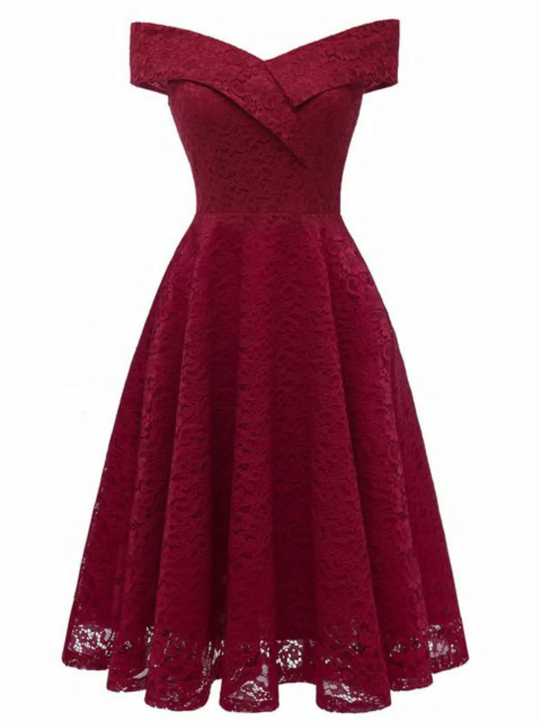 JDMGZSR Abendkleid Damen Fit-and-Flare-Kleid mit Spitze A-Linie Swing-Kleid günstig online kaufen