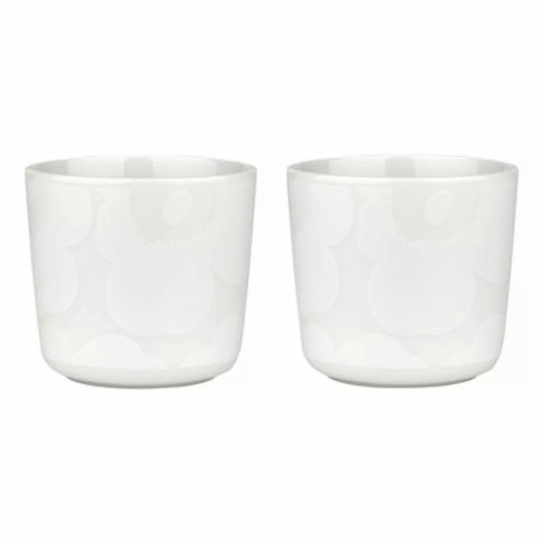 Kaffeetasse Unikko keramik weiß / Ohne Henkel - 2er-Set - Marimekko - Weiß günstig online kaufen