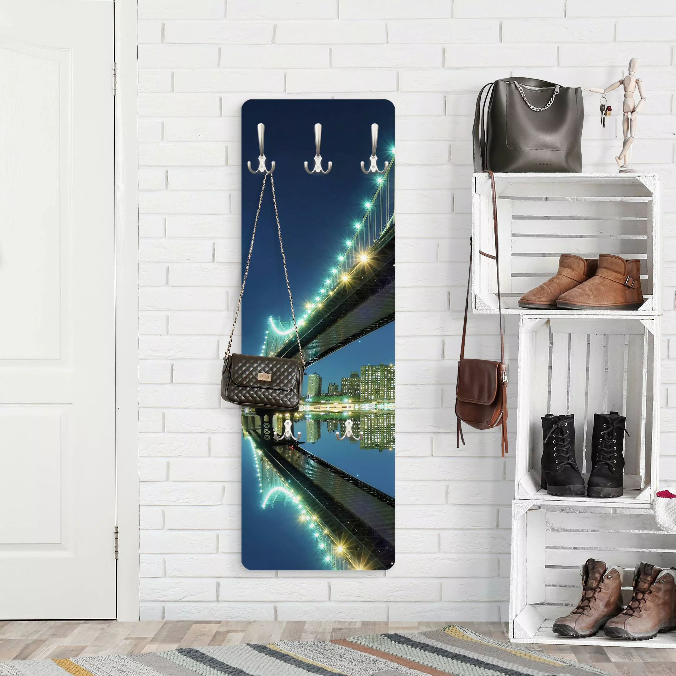 Wandgarderobe Holzpaneel Architektur & Skyline Abstract Manhattan Bridge günstig online kaufen