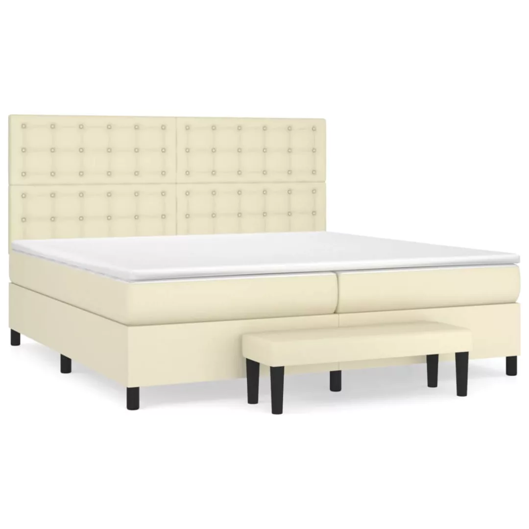 Vidaxl Boxspringbett Mit Matratze Creme 200x200 Cm Kunstleder günstig online kaufen