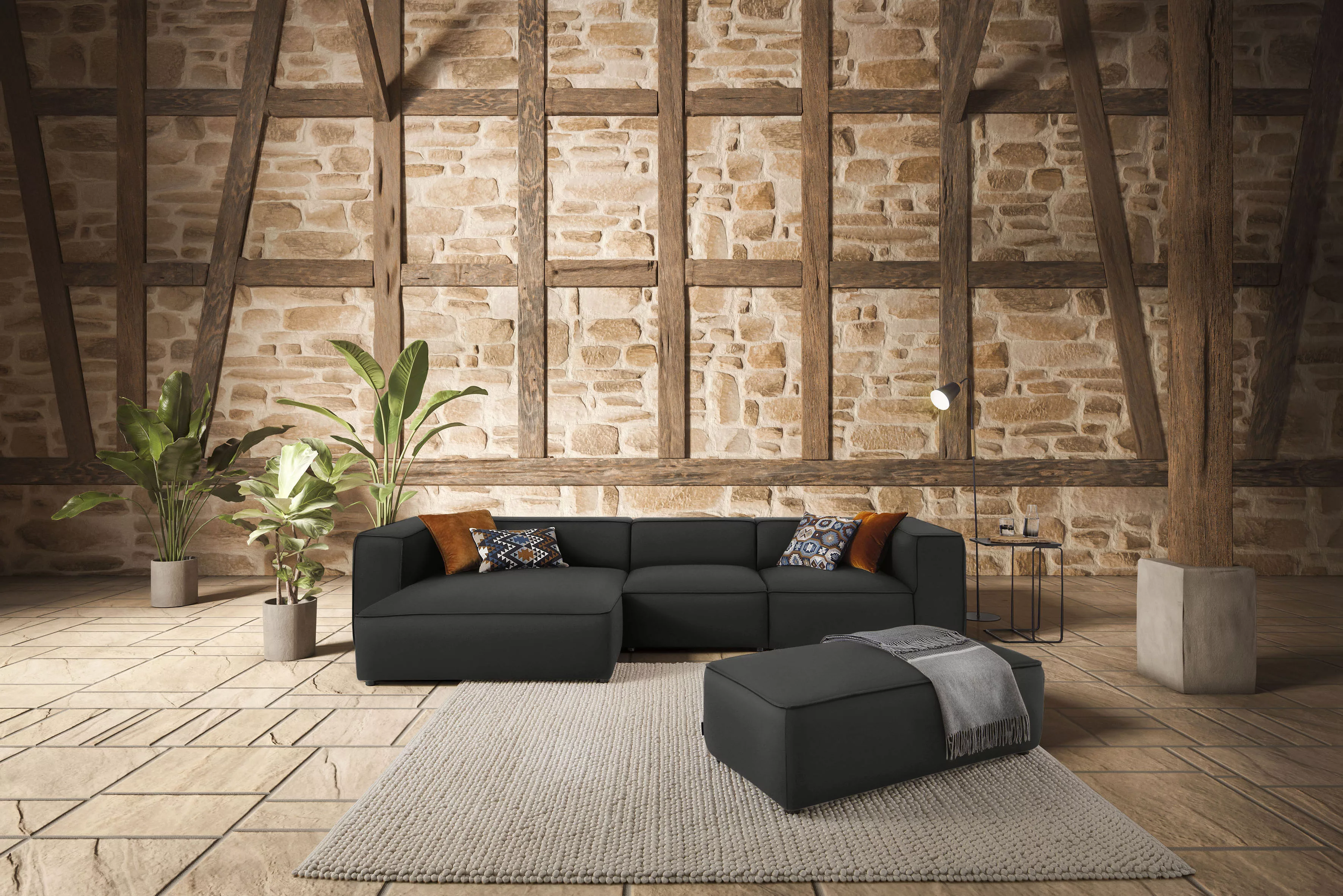 W.SCHILLIG Ecksofa "around-the-block", mit eleganter Biese, mit Federkern, günstig online kaufen