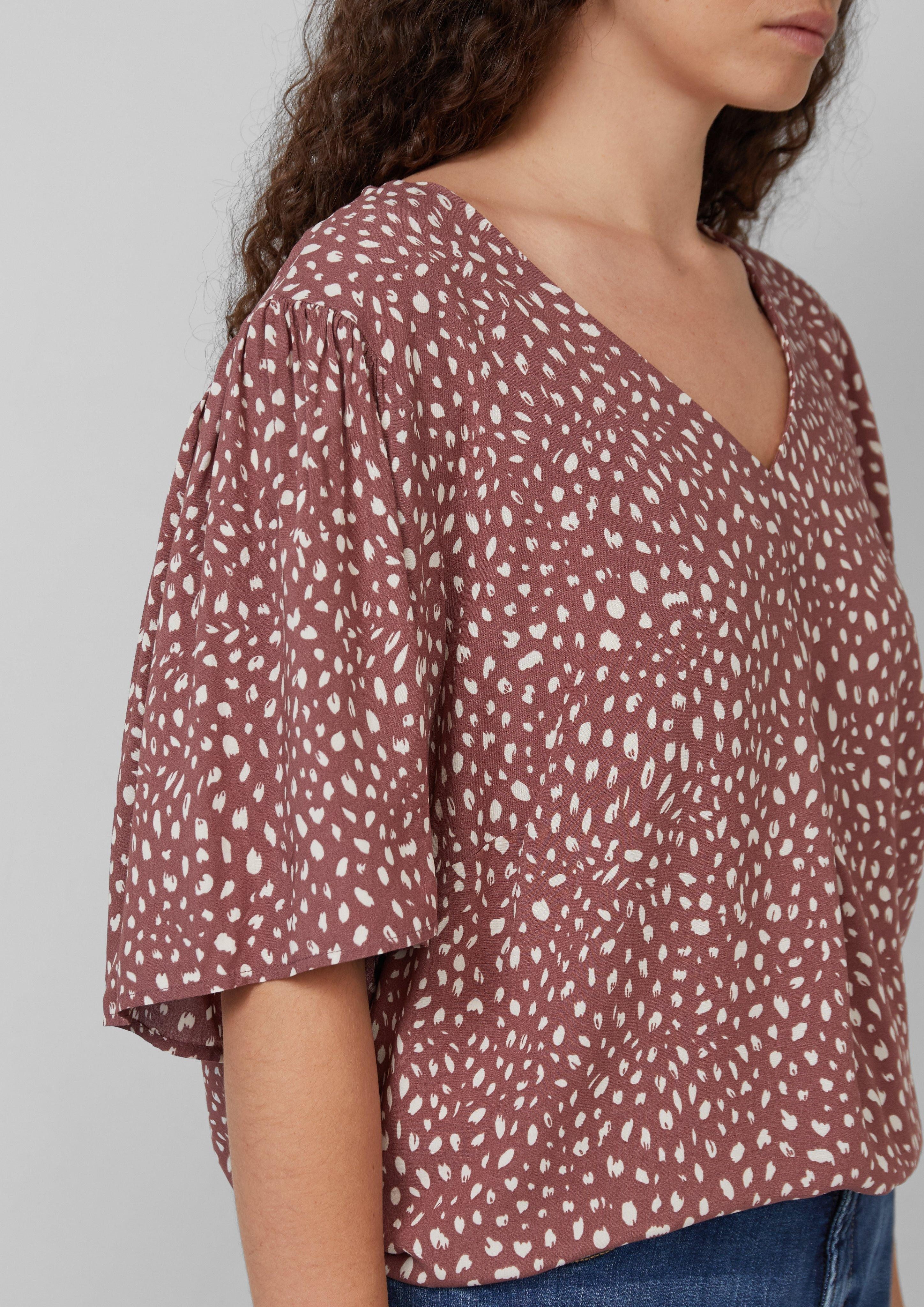 QS Langarmbluse Viskose Bluse mit All-over-Print günstig online kaufen
