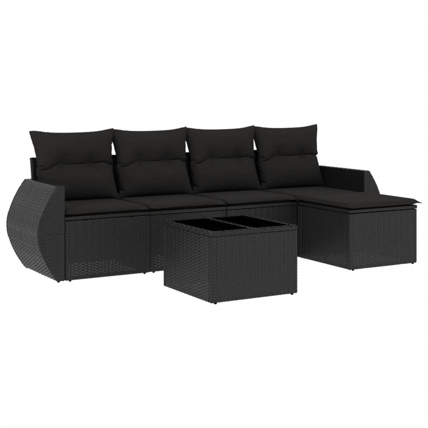 vidaXL 6-Tlg Garten-Sofagarnitur mit Kissen Schwarz Poly Rattan 3253632 günstig online kaufen