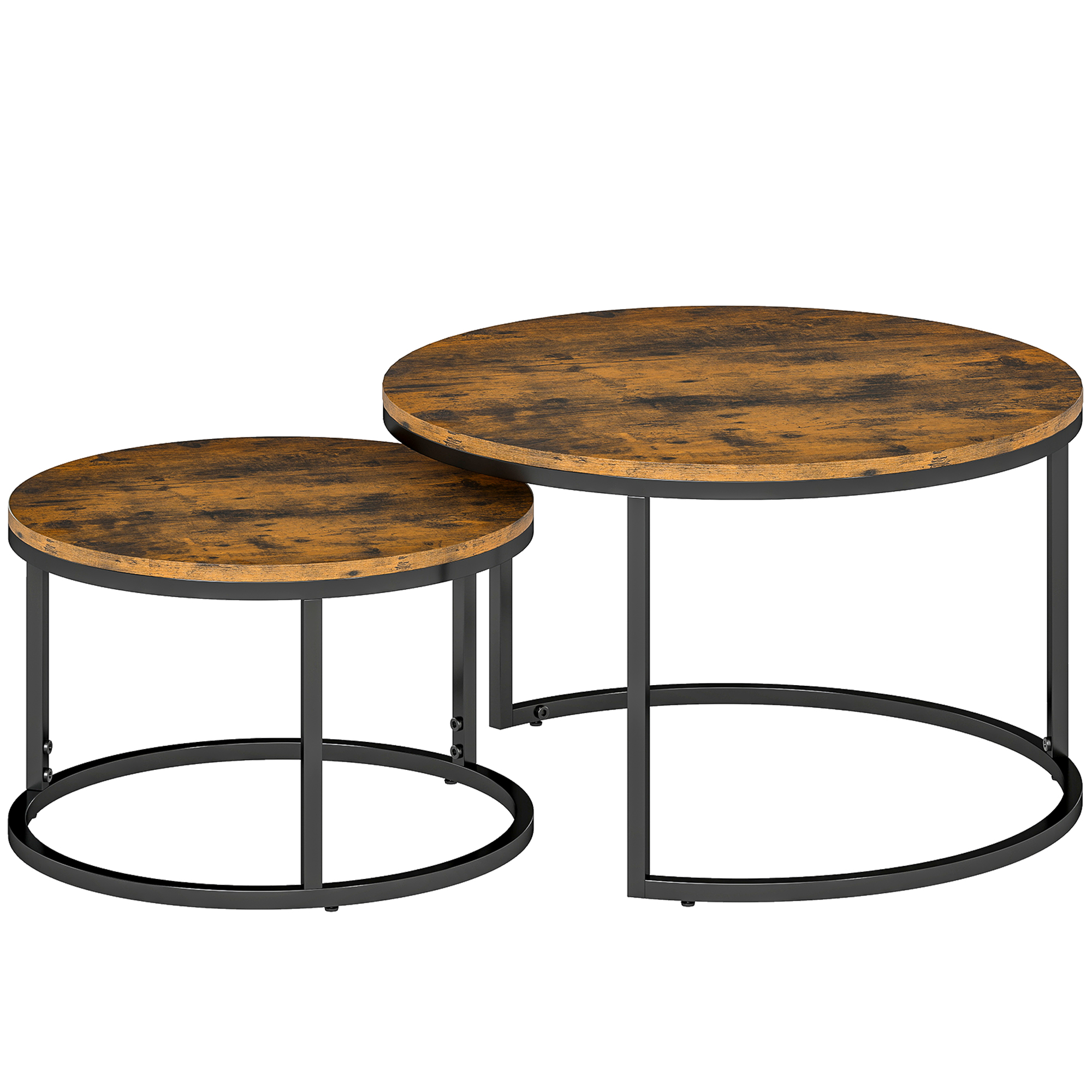 HOMCOM Set mit 2 ineinander passenden Couchtischen, runder Couchtisch, stap günstig online kaufen