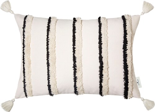 TOM TAILOR HOME Dekokissen »Fluffy Stripe«, Rautenmotiv und Quasten, Kissen günstig online kaufen