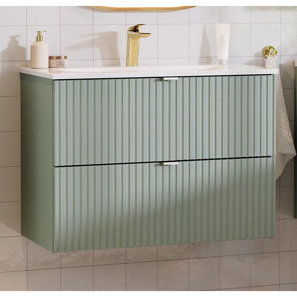 Lomadox Waschtisch NEWPORT-56-GREEN, Waschplatz, Keramik-Waschbecken, grün günstig online kaufen