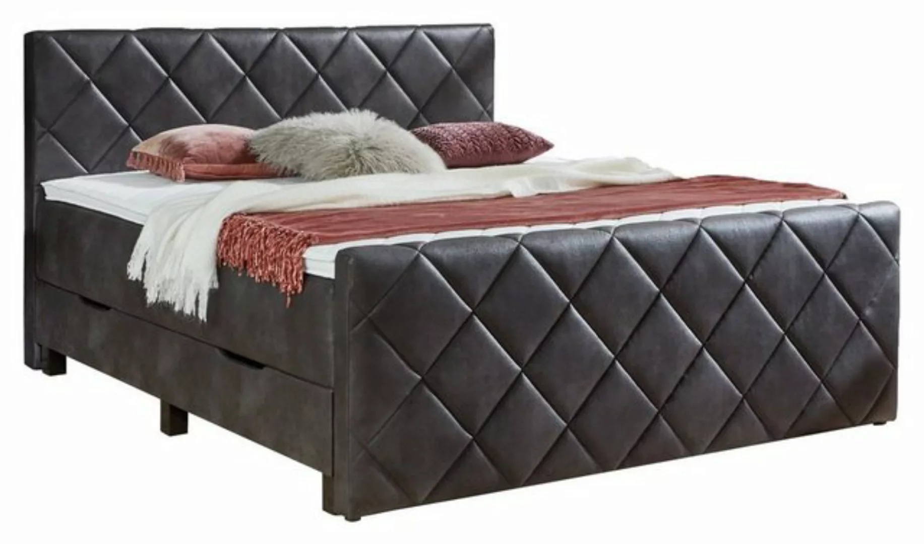 Boxspringbett  Shropshire ¦ grau ¦ Maße (cm): B: 180 H: 112 Betten > Boxspr günstig online kaufen