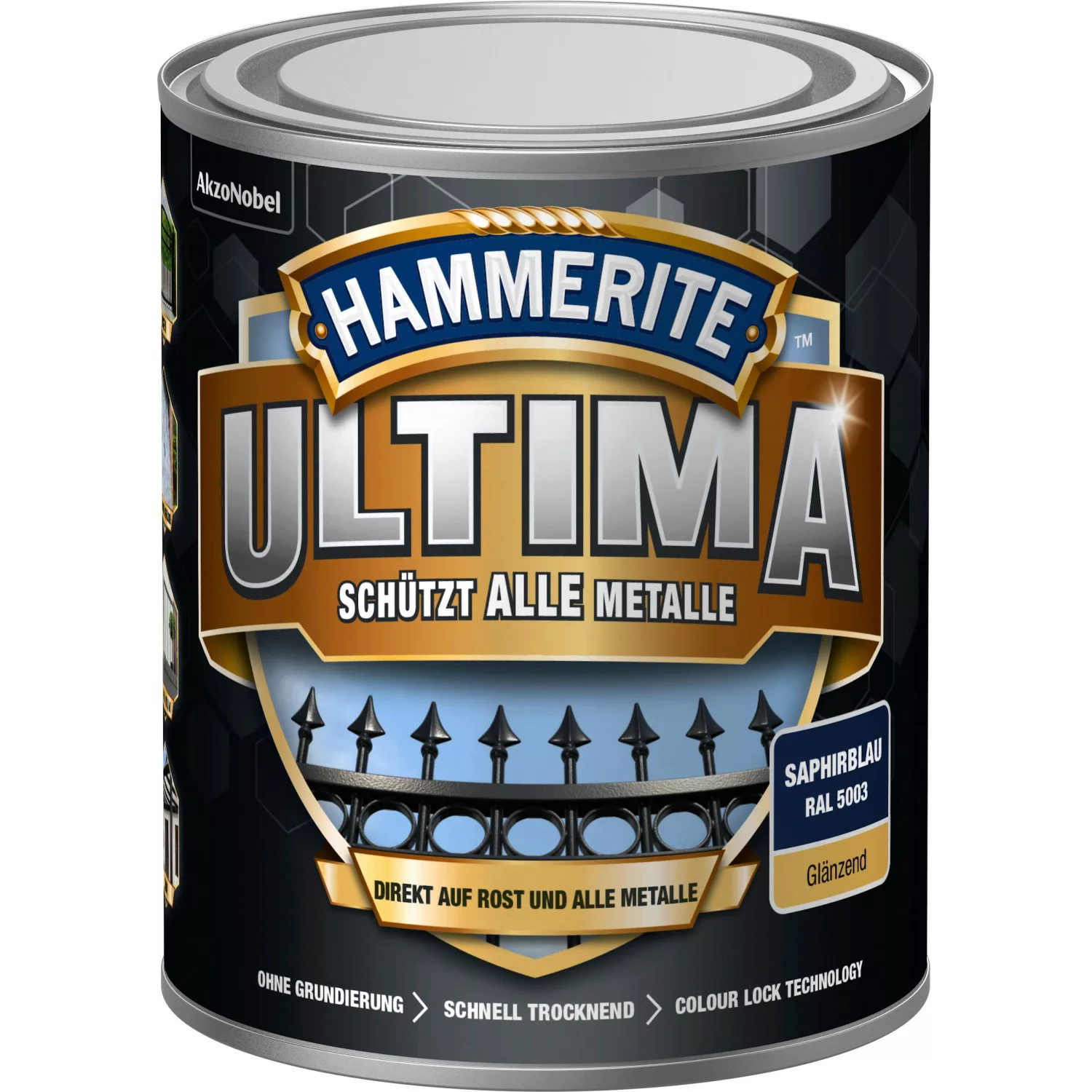 Hammerite Ultima Premium Metall-Schutzlack glänzend Saphirblau 750 ml günstig online kaufen