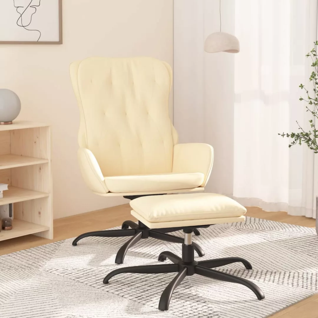 Vidaxl Relaxsessel Mit Hocker Creme Kunstleder günstig online kaufen