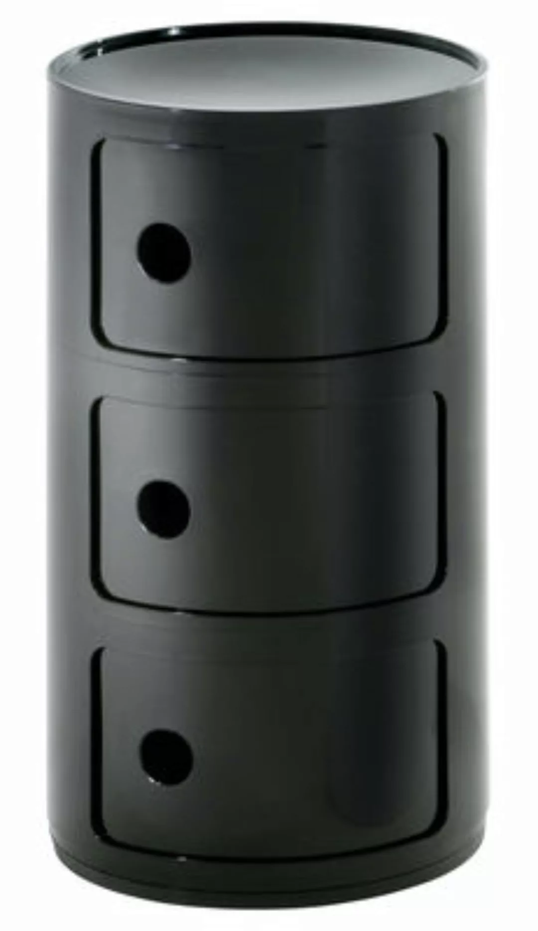 Kartell - Componibili 3 Container - schwarz/glänzend/H 59cm/ Ø 32cm günstig online kaufen