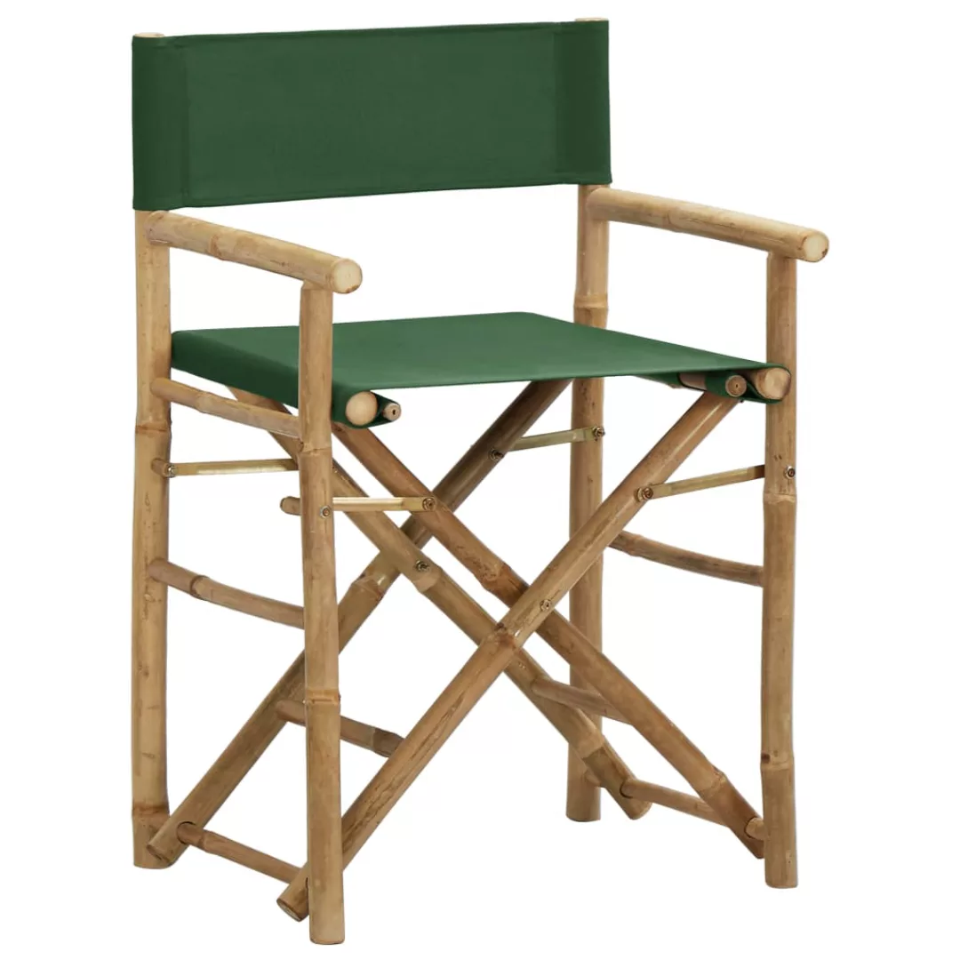 Klappbare Regiestühle 2 Stk. Grün Bambus Und Stoff günstig online kaufen