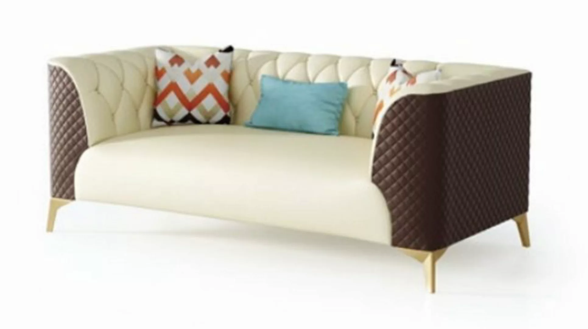 JVmoebel Sofa Weiß-Braune Sofagarnitur 3+2+1 Sitzer Luxus Designer Möbel Ne günstig online kaufen