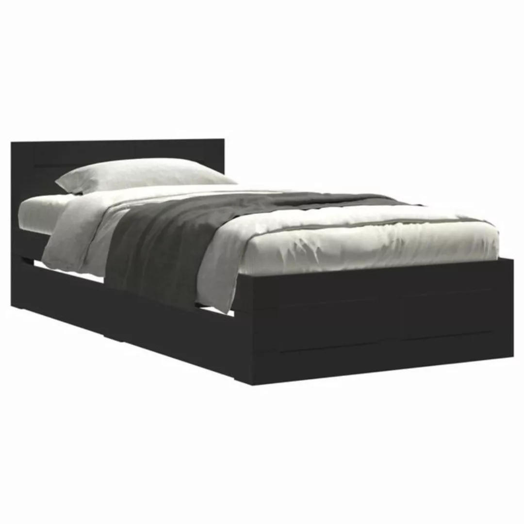 vidaXL Bett Bettgestell mit Kopfteil Schwarz 75x190 cm Holzwerkstoff günstig online kaufen