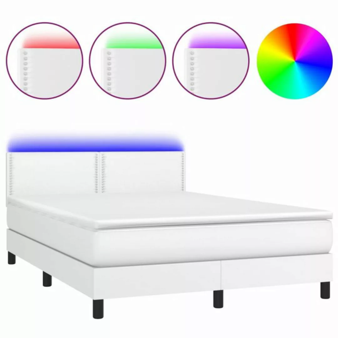 vidaXL Boxspringbett Bett Boxspringbett mit Matratze & LED Kunstleder (140 günstig online kaufen