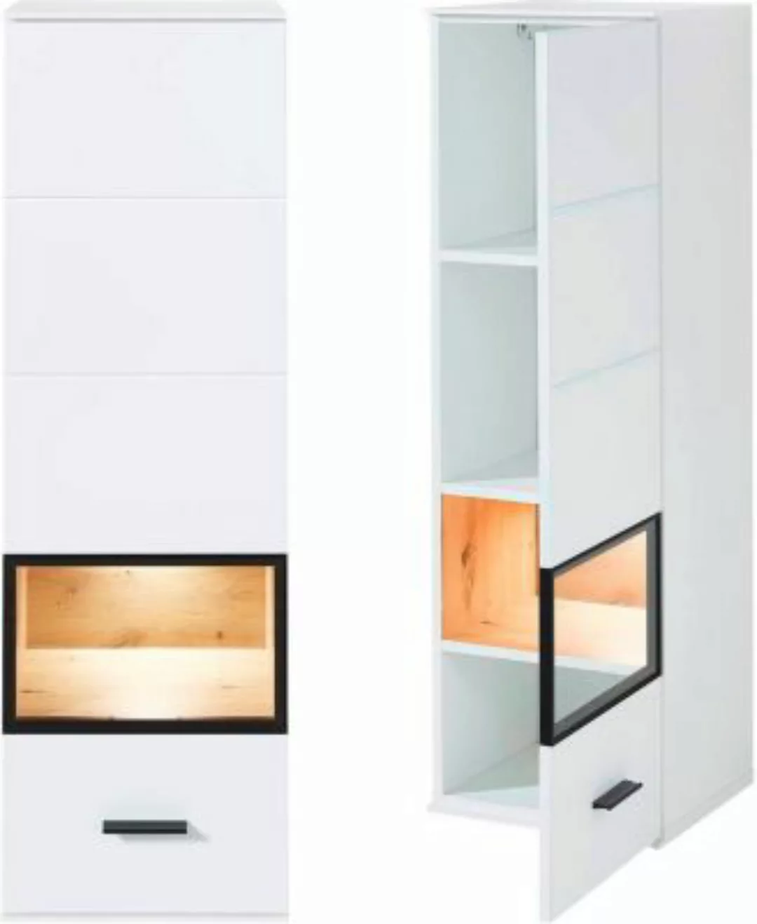 Lomadox Hängevitrine Wohnzimmer inkl. LED-Beleuchtung MADEIRA-36 in weiß su günstig online kaufen