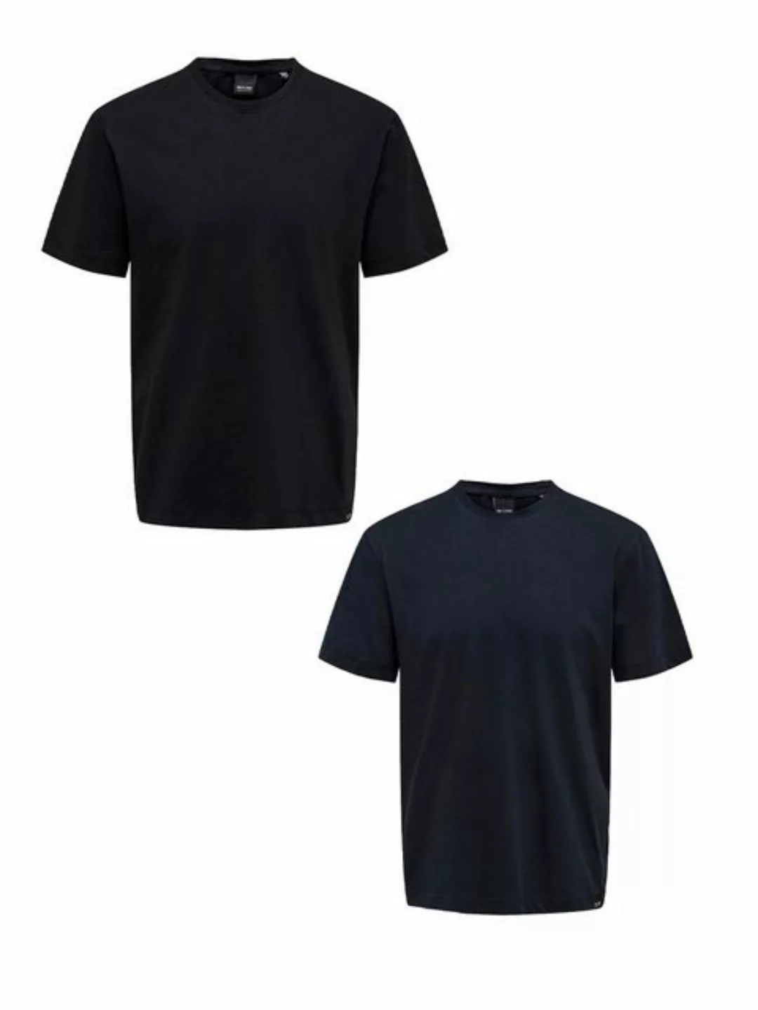 ONLY & SONS T-Shirt T-Shirt 2er-Set Rundhals Kurzarm (1-tlg) 7642 in Schwar günstig online kaufen