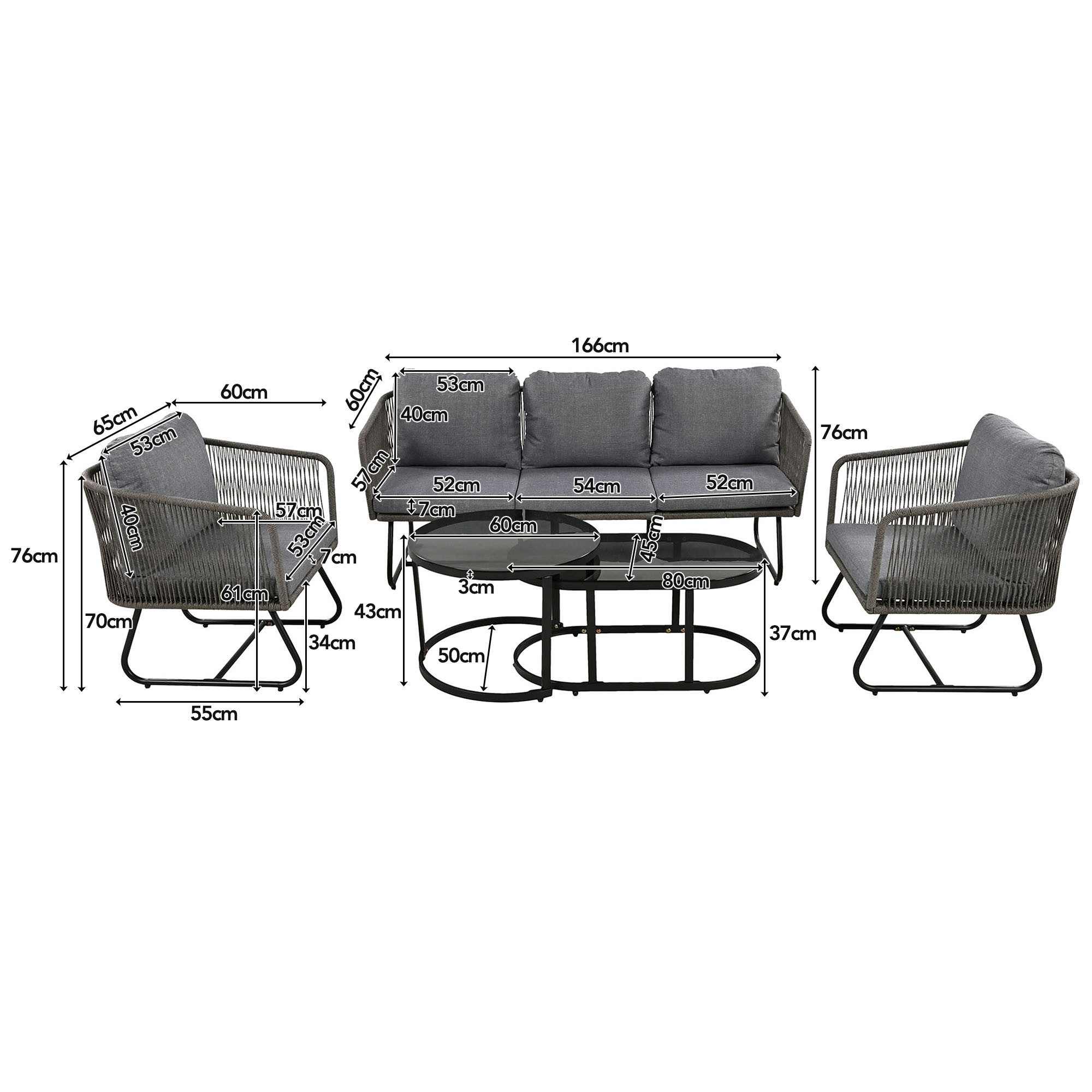 TavilaEcon Gartenlounge-Set Gartenmöbel Set Seil Lounge günstig online kaufen