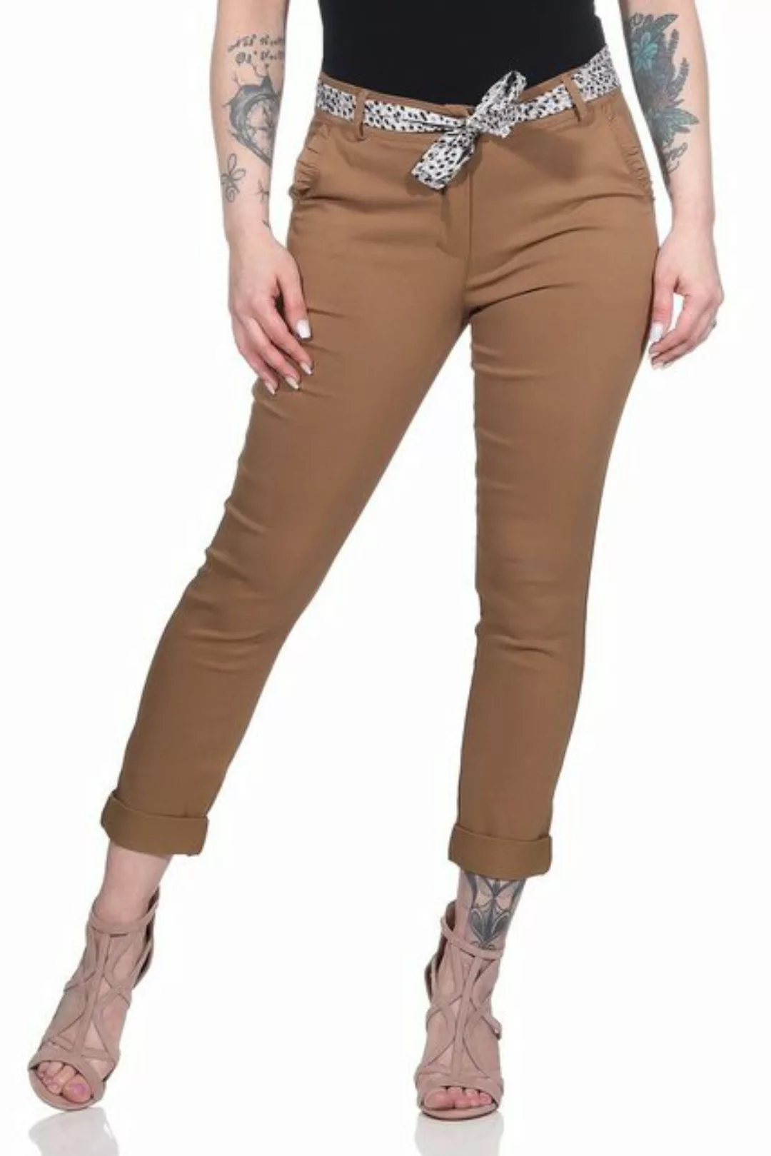 Mississhop Stretch-Hose Female Damen Stretch Klassische Chino Hose mit gemu günstig online kaufen