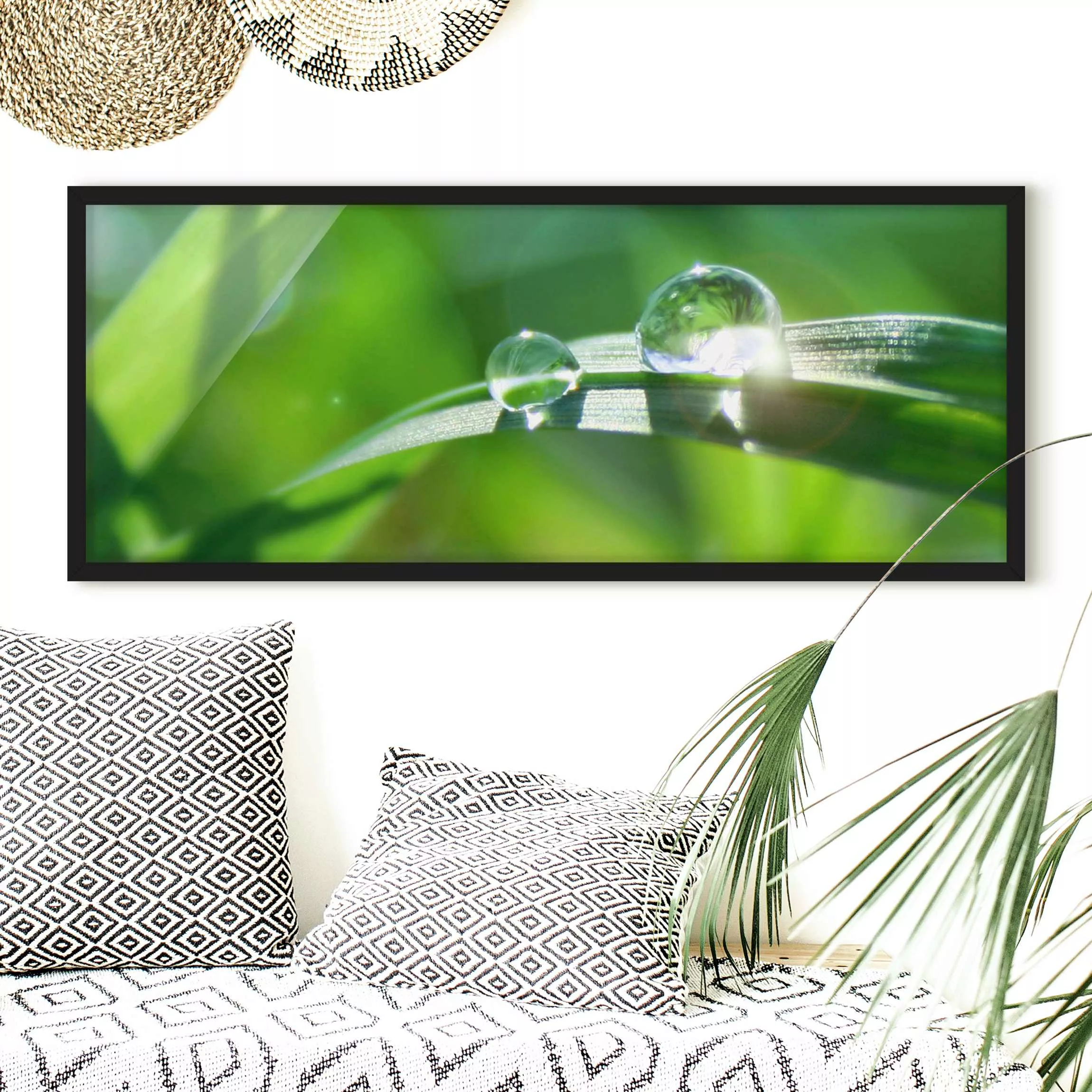 Bild mit Rahmen Blumen - Panorama Green Ambiance II günstig online kaufen