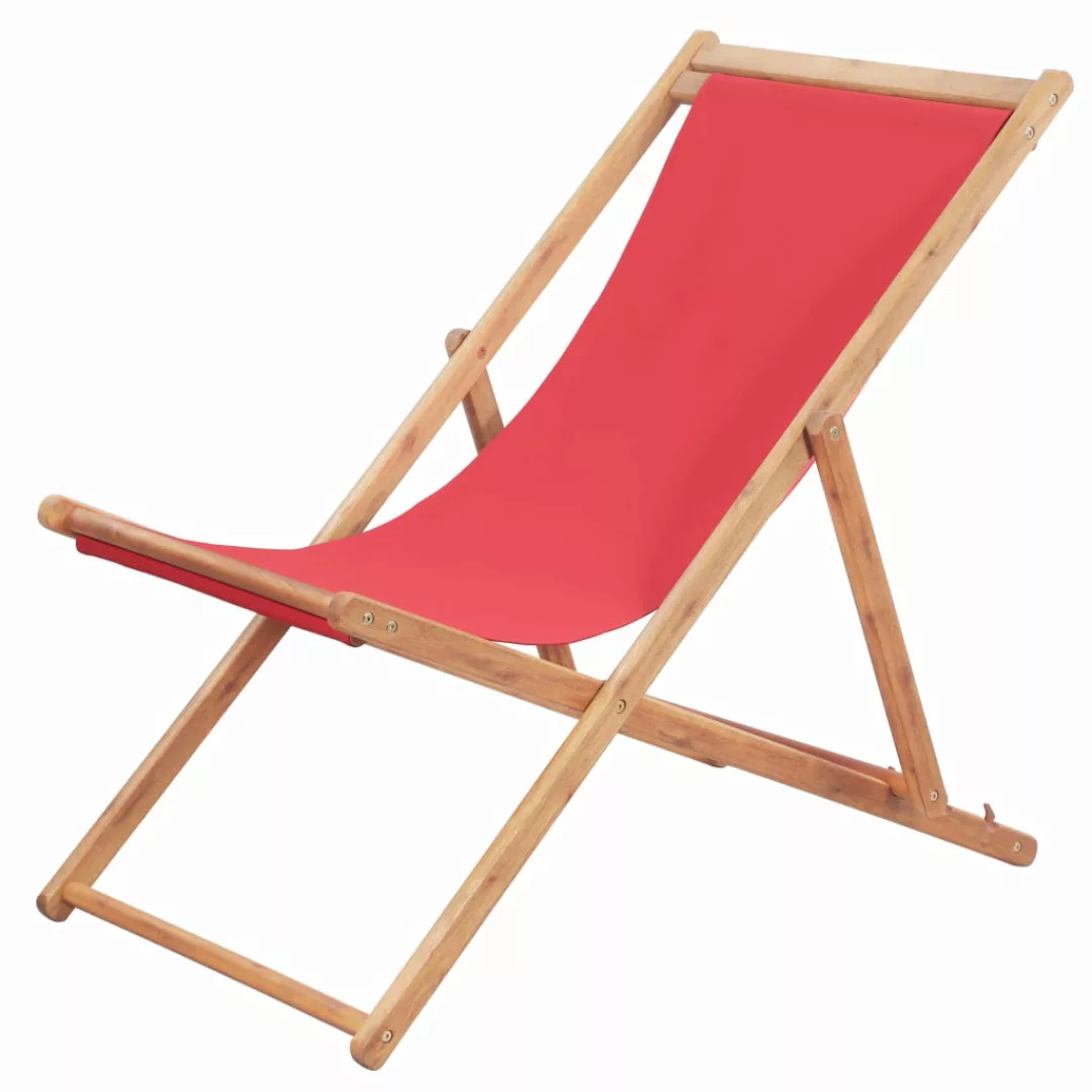 Klappbarer Strandstuhl Stoff Und Holzrahmen Rot günstig online kaufen