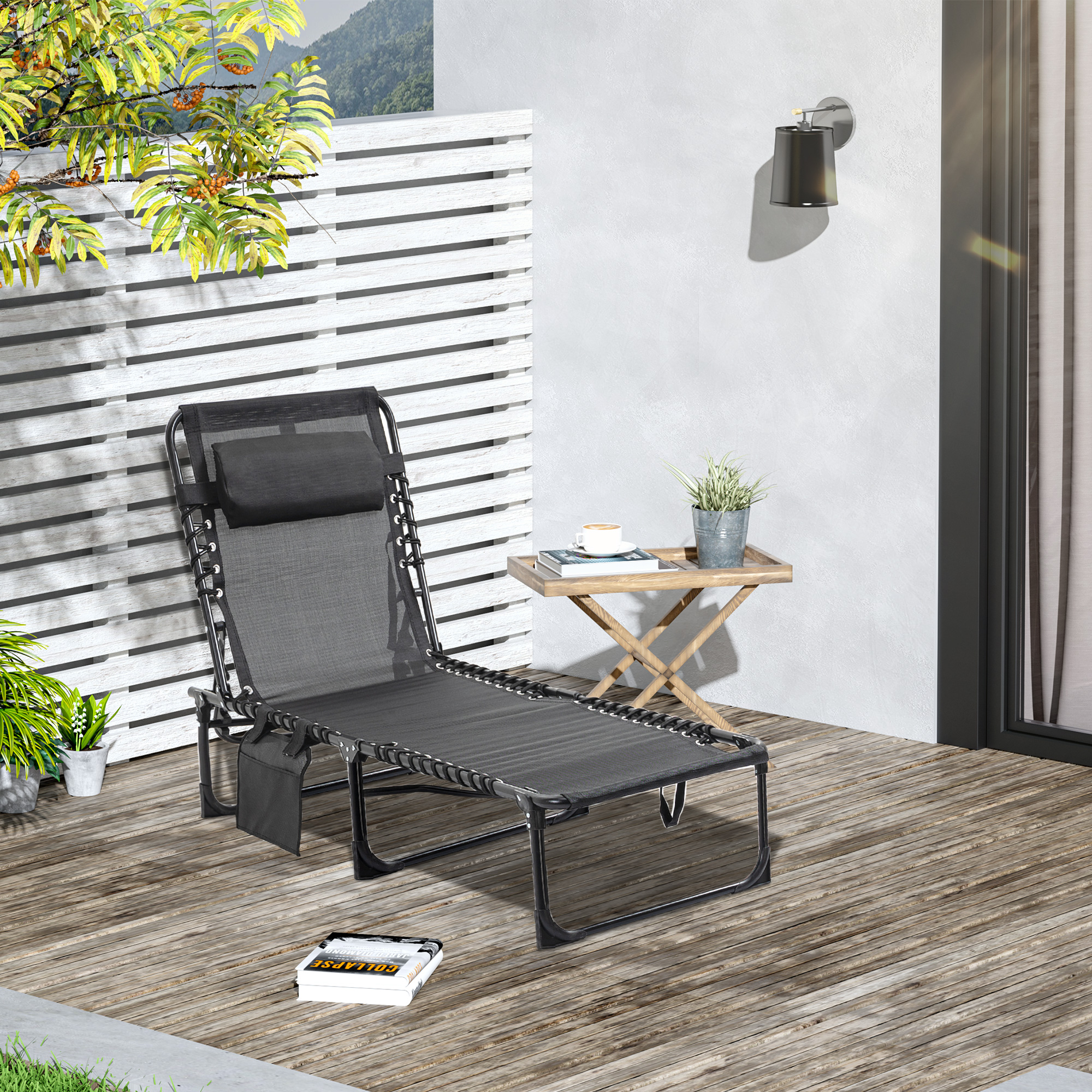 Outsunny Chaise longue klappbar Sonnenliege Liegestuhl mit verstellbarer Rü günstig online kaufen