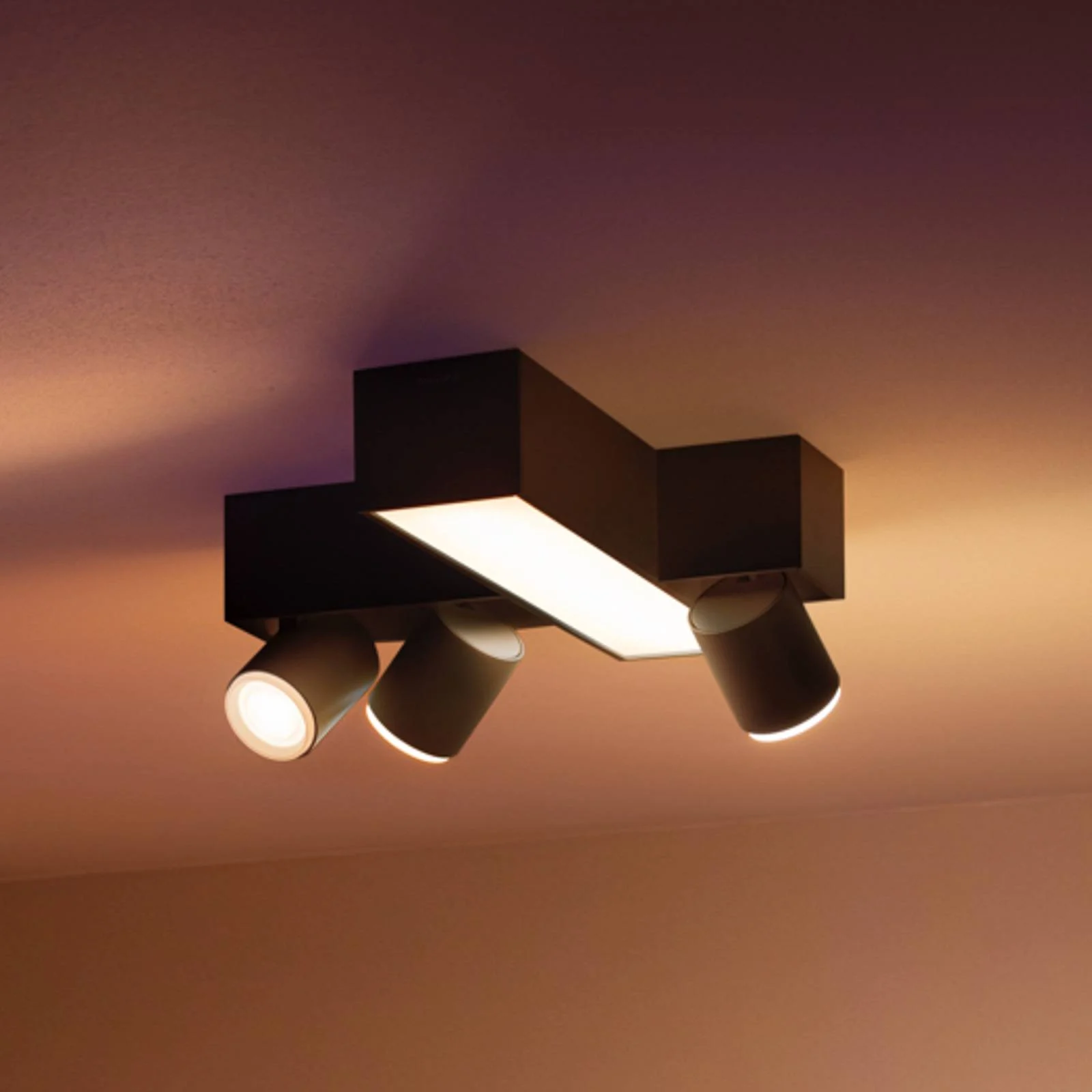 Philips Hue LED-Strahler Centris Cross schwarz 3-flg RGB CCT günstig online kaufen