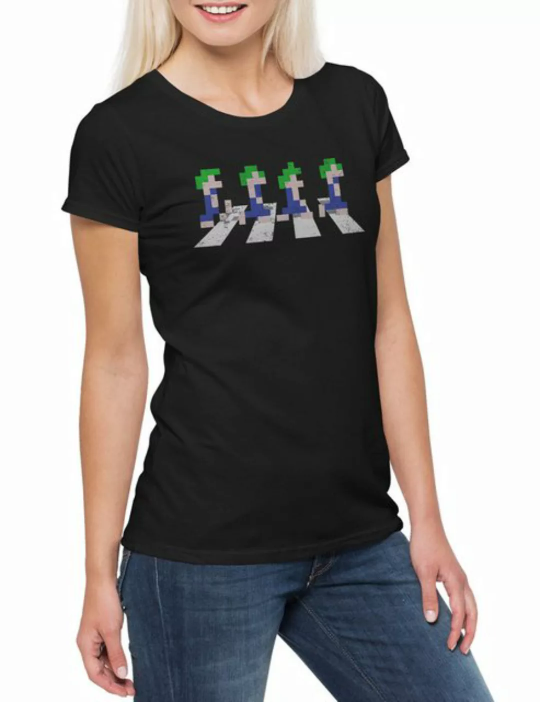 Urban Backwoods Print-Shirt Lemmings Road Damen T-Shirt Video Game Gamer Ge günstig online kaufen