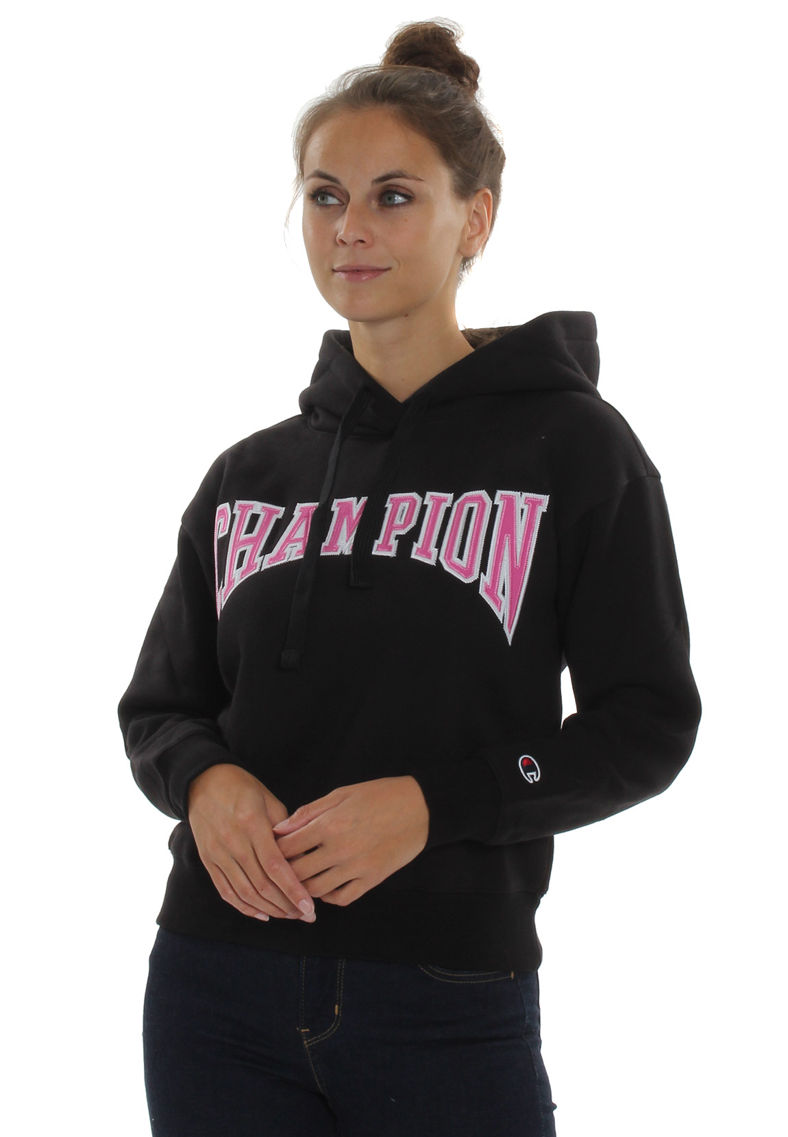 Champion Damen Kapuzenpullover 114766 KK001 NBK Schwarz günstig online kaufen