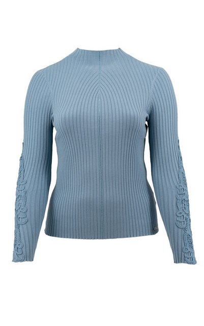 Passioni Strickpullover mit Spitzendetails an den Ärmeln und dezenten Stras günstig online kaufen