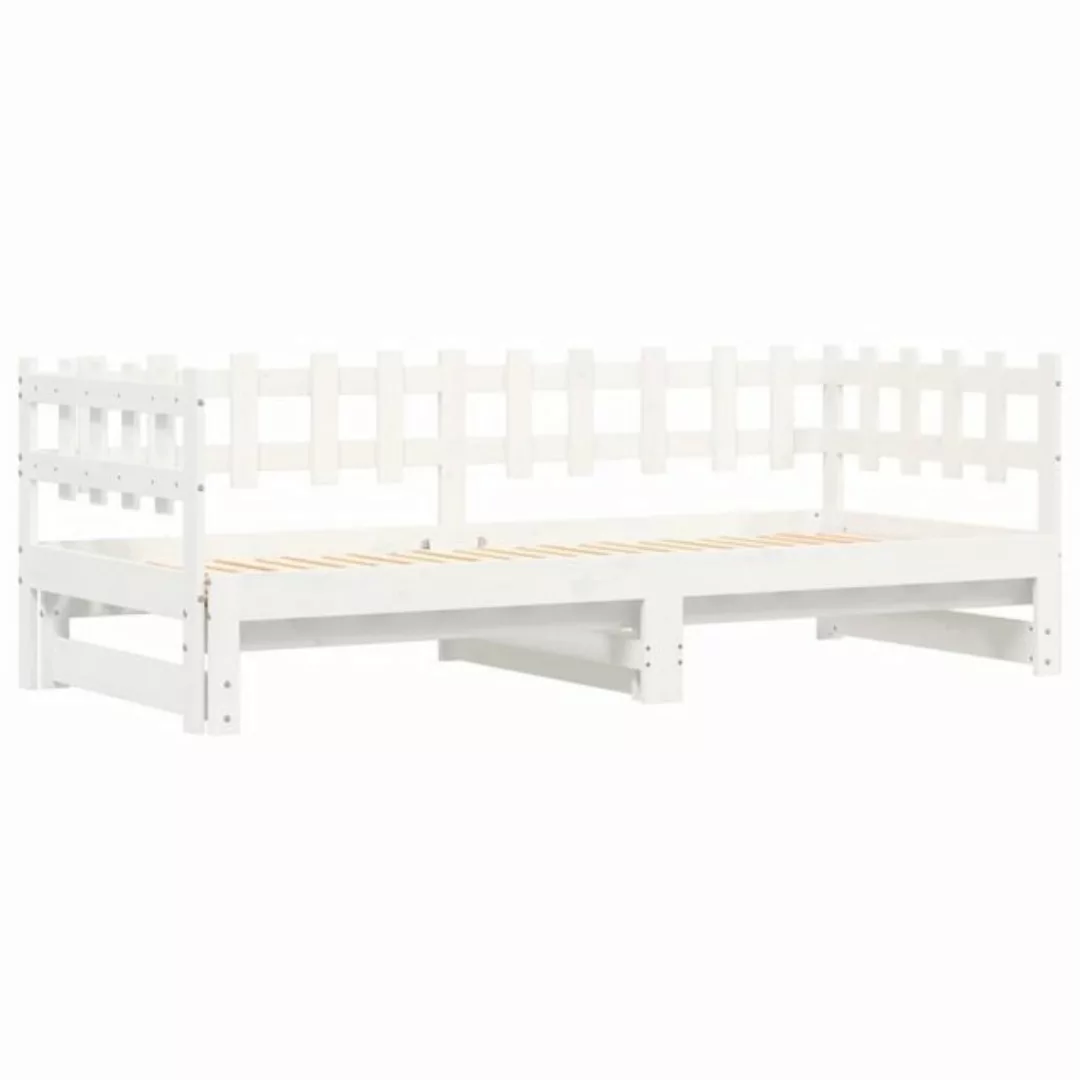 vidaXL Gästebett Gästebett Tagesbett Ausziehbar Weiß 2x80x200 cm Massivholz günstig online kaufen