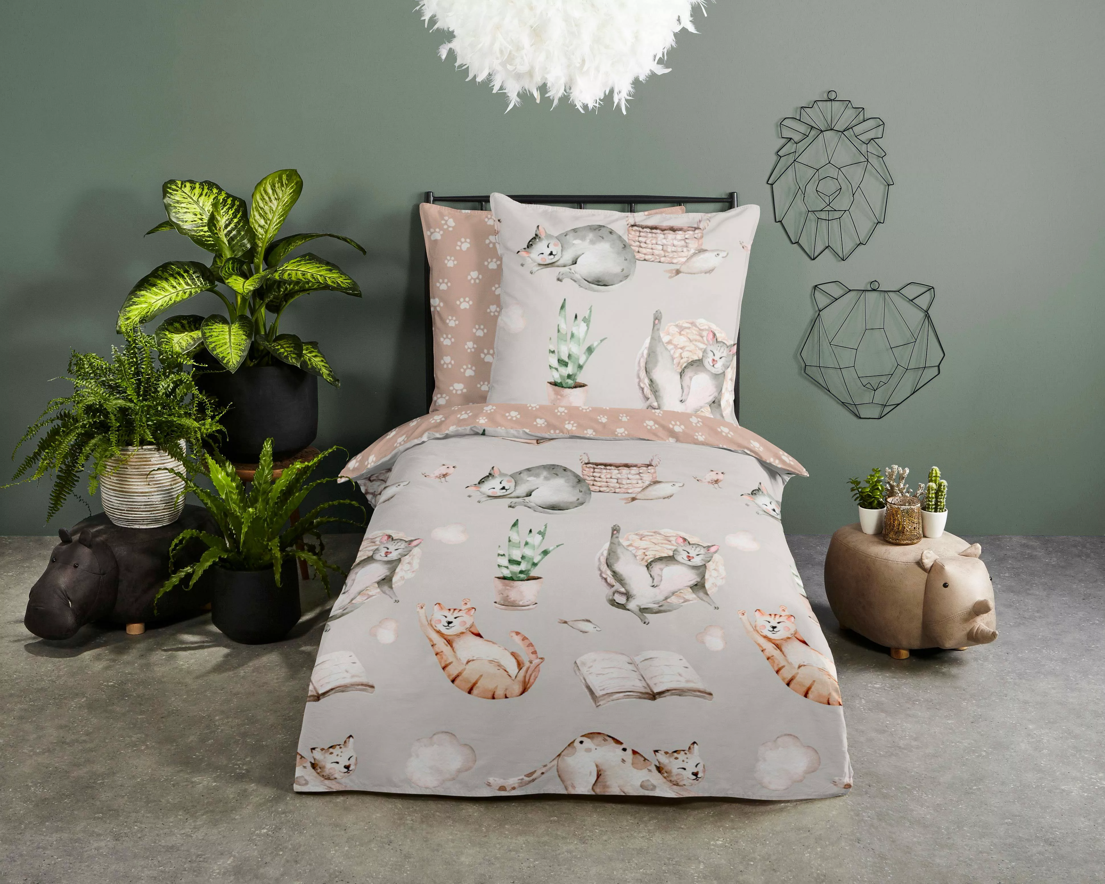 good morning Kinderbettwäsche »Catlife«, Baumwolle, 135x200, Reißverschluss günstig online kaufen