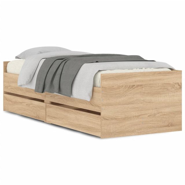 furnicato Bettgestell Bett mit Schubladen Sonoma-Eiche 75x190 cm (1-tlg) günstig online kaufen