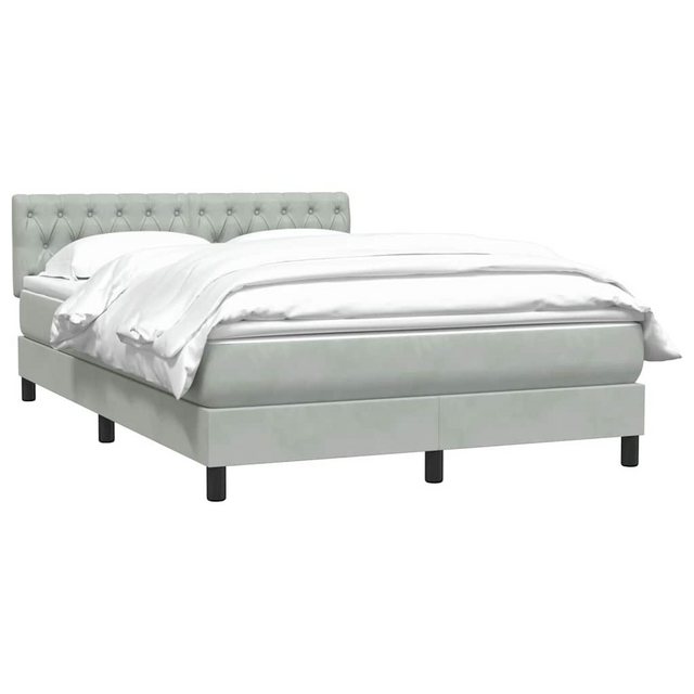 vidaXL Bett Boxspringbett mit Matratze Hellgrau 140x220 cm Samt günstig online kaufen