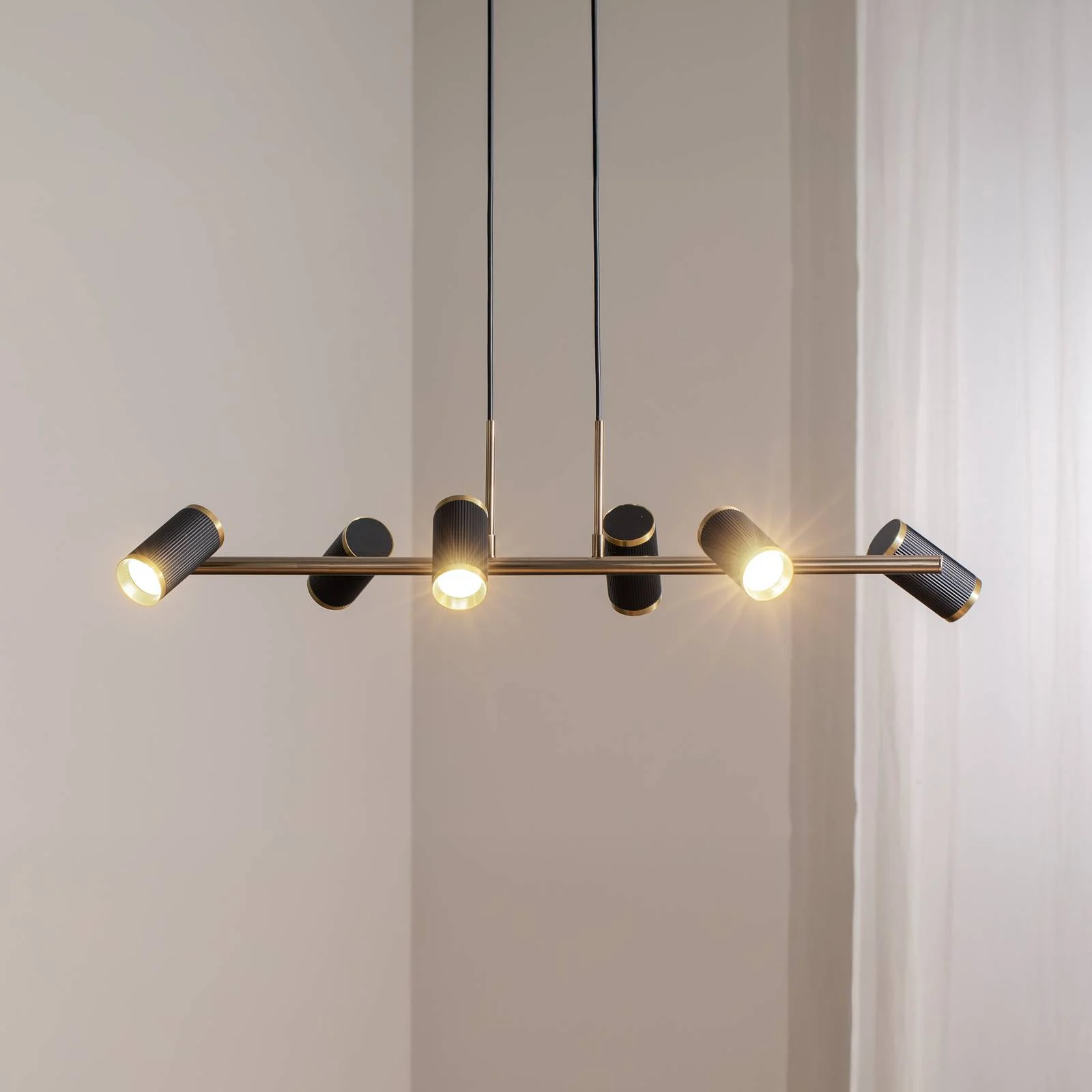 Hängelampe Lume schwarz/gold antik Länge 86 cm 6-flg. Metall günstig online kaufen